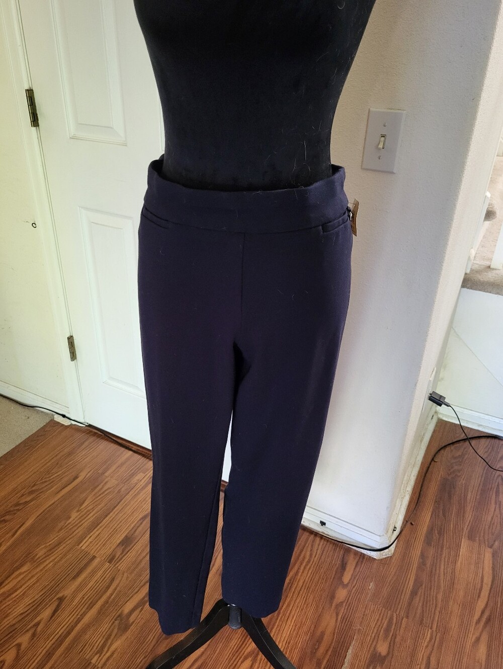 Anne Klein Black/very Dark Navy Tailored Trousers